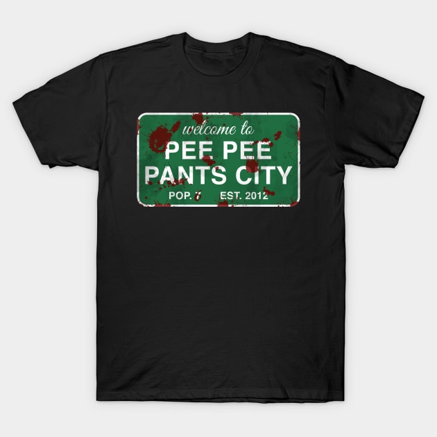 Pee Pee Pants City (Graphic Novel Version) T-Shirt by MazzEffect7